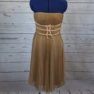 Betsey Johnson Strapless Dress Tan and Pink